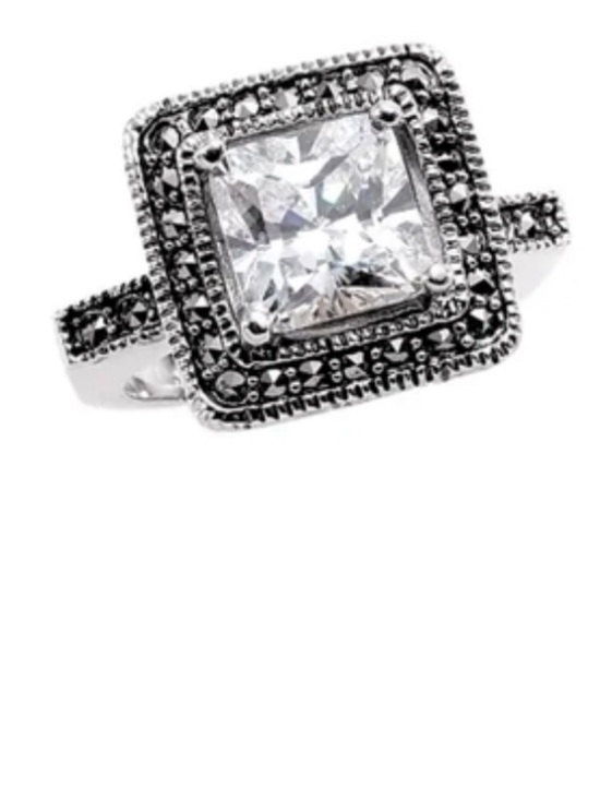 (image for) Jewels by Park Lane DESIRE Marcasite & CZ Silvertone Size 7.25 Ring